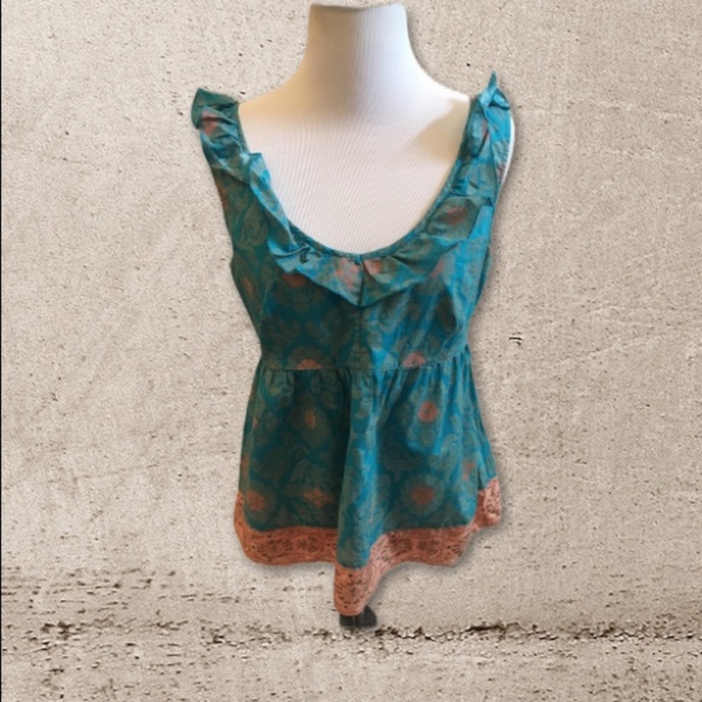 Edme & Esyllte Ruffle Lace Turquoise Top Size 2 - Picture 11 of 13